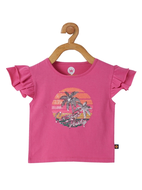 

VITAMINS Girls Pink Embellished Top
