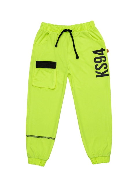 

Kid Studio Unisex Kids Lime Green & Black Solid Joggers