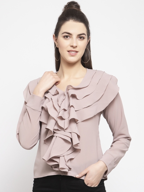 

EMBLAZE Women Nude-Coloured Self Design Top