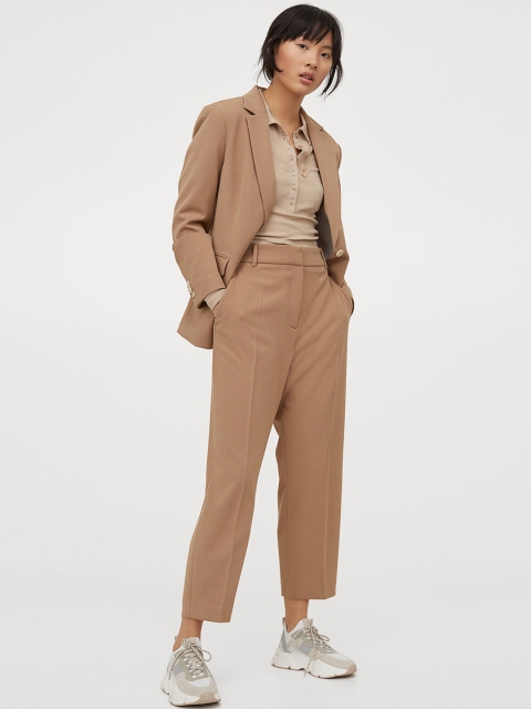 

H&M Women Beige Solid Cigarette Trousers