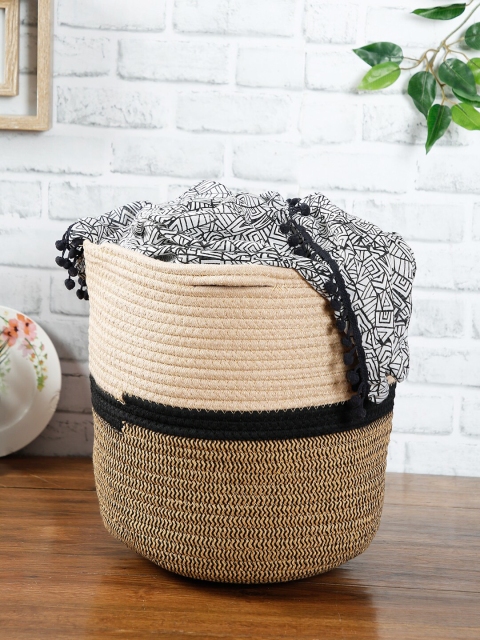 

House Of Accessories Beige & Brown Colourblocked Laundry Bag