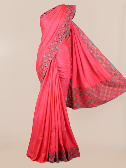 

Pothys Pink Embroidered Art Silk Saree