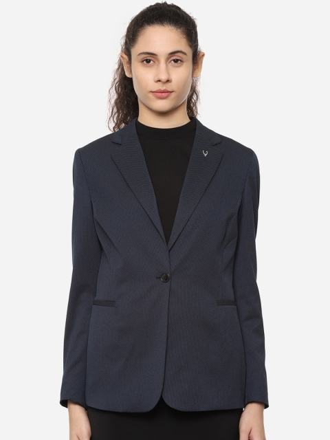 

Allen Solly Women Navy Blue Self-Design Single-Breasted Blazer
