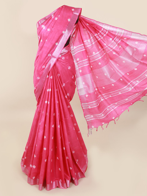 

Pothys Pink Woven Design Linen Blend Saree