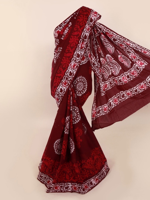 

Pothys Maroon Printed Pure Cotton Saree