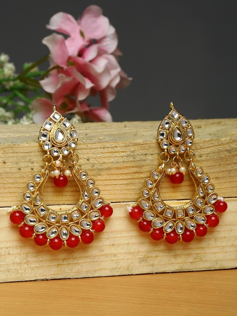 

Shining Diva Gold-Toned & Red Circular Chandbalis