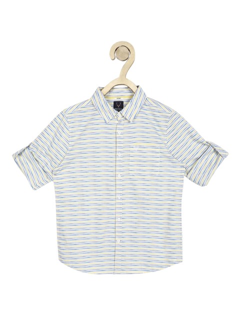 

Allen Solly Junior Boys Yellow & Blue Slim Fit Striped Cotton Casual Shirt