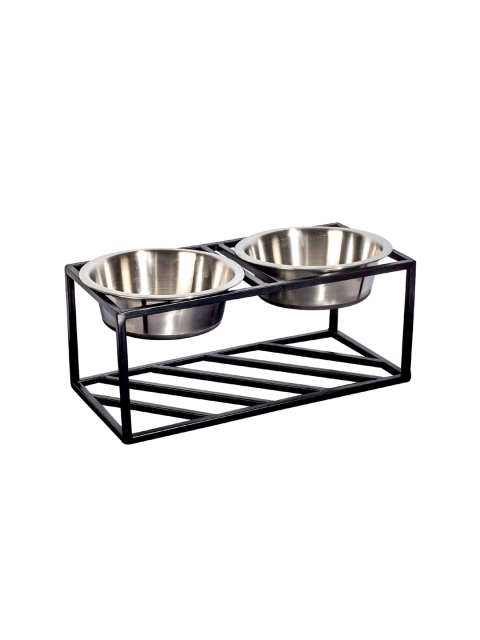 

PETS EMPIRE Silver-Toned Dog Double Diner Elevated Bowl Set