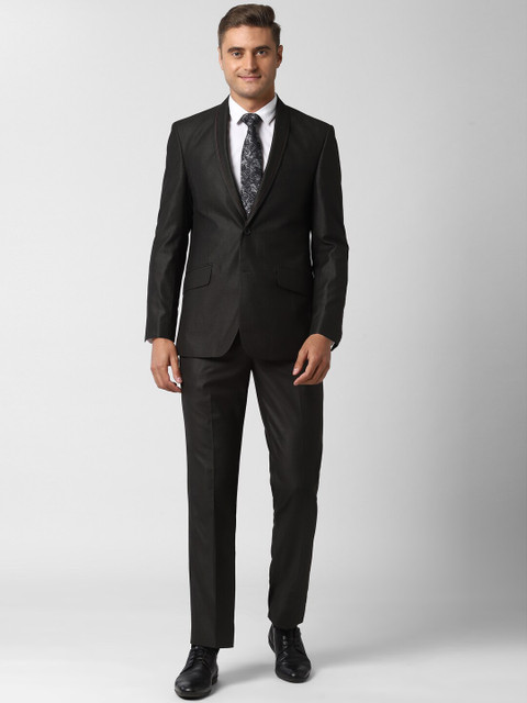 

Peter England Men Charcoal Grey Self Design Slim-Fit Formal Suit