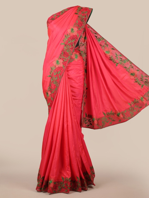 

Pothys Pink Embroidered Art Silk Saree