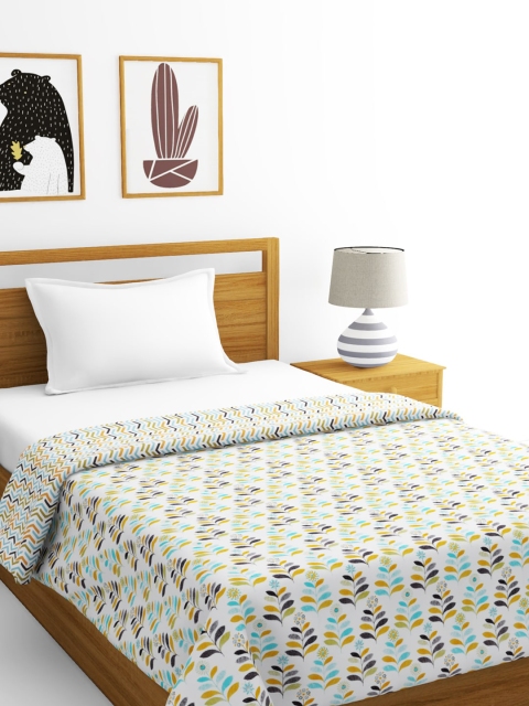 

BIANCA White & Blue Floral AC Room 300 GSM Single Bed Dohar