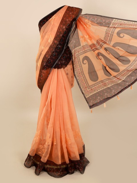 

Pothys Orange Printed Pure Silk Saree