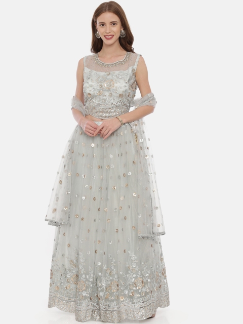 

Neerus Grey & Silver-Toned Embellished Ready to Wear Lehenga & Blouse with Dupatta