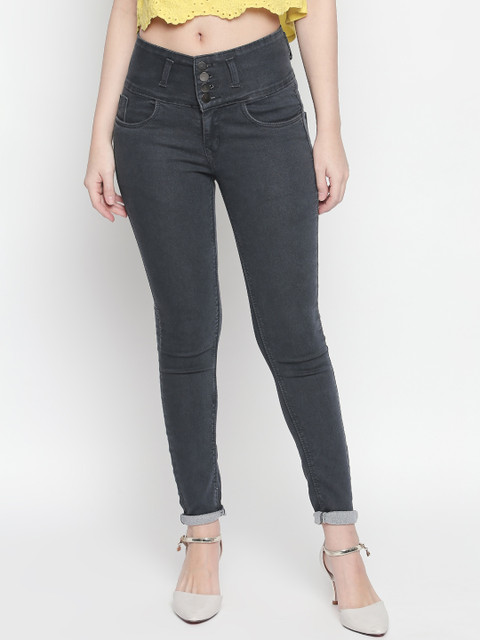 

PURPLE WATER Women Grey Slim Fit High-Rise Clean Look Jeans