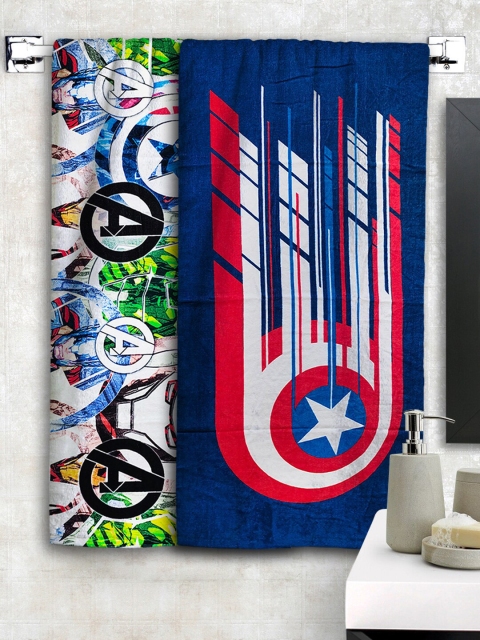

Marvel Set Of 2 Athom Trendz Marvel Printed Large 300 GSM Bath Towels, Blue