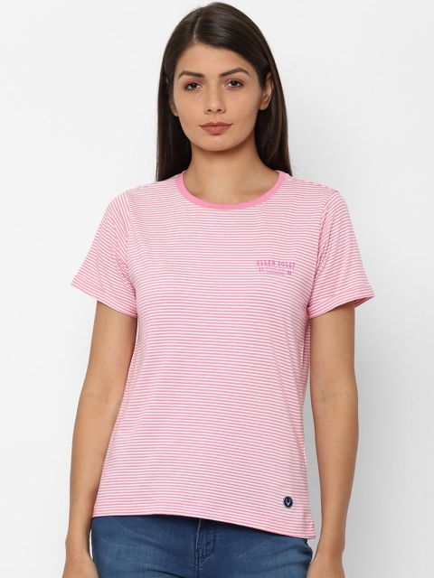 

Allen Solly Woman Pink Striped Round Neck T-shirt