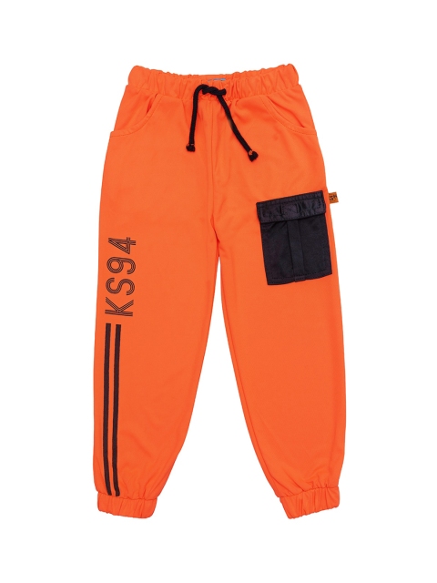 Kid Studio Kids Orange & Black Soild Joggers
