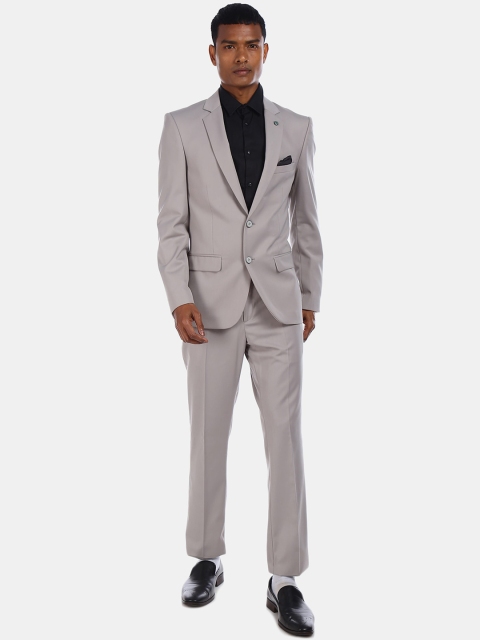 Arrow Men Grey Solid Single-Breasted Slim-Fit Suit