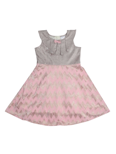 

Doodle Girls Pink & Grey Colourblocked A-Line Dress