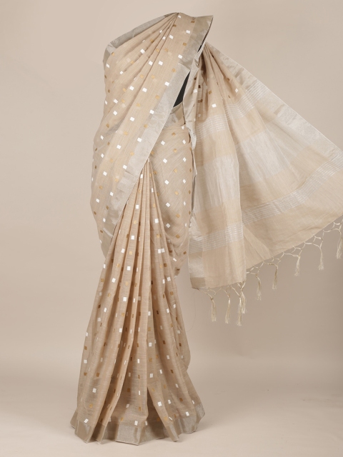 

Pothys Beige Printed Jute Silk Saree
