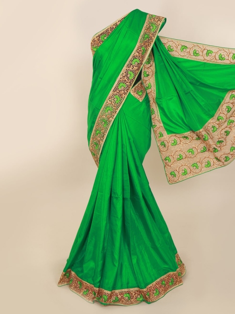 

Pothys Green Solid Art Silk Saree
