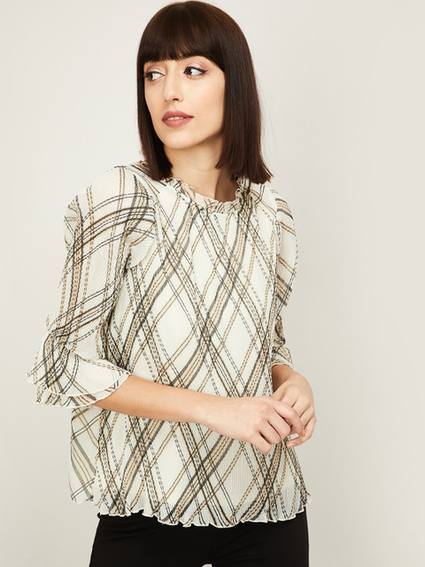 

CODE by Lifestyle Off White Printed Puff Sleeves Top