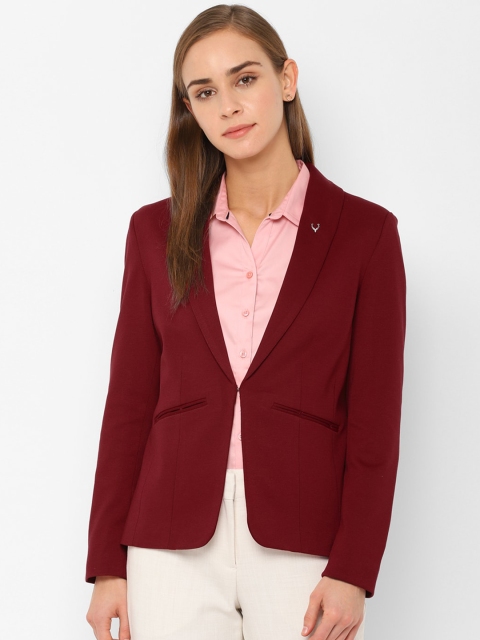 

Allen Solly Woman Women Maroon Solid Single-Breasted Casual Blazer