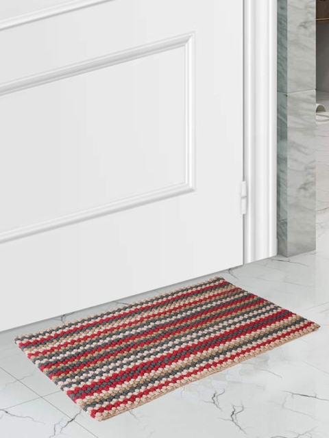 

SCENTRA HOME Red & Beige Striped Bath Mat