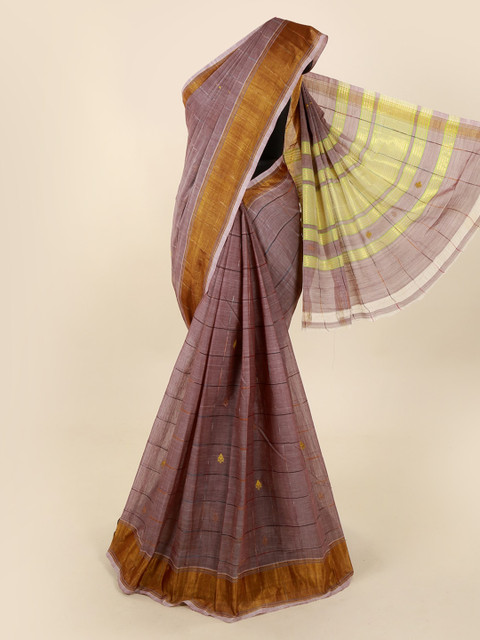 

Pothys Brown Checked Sustainable Saree