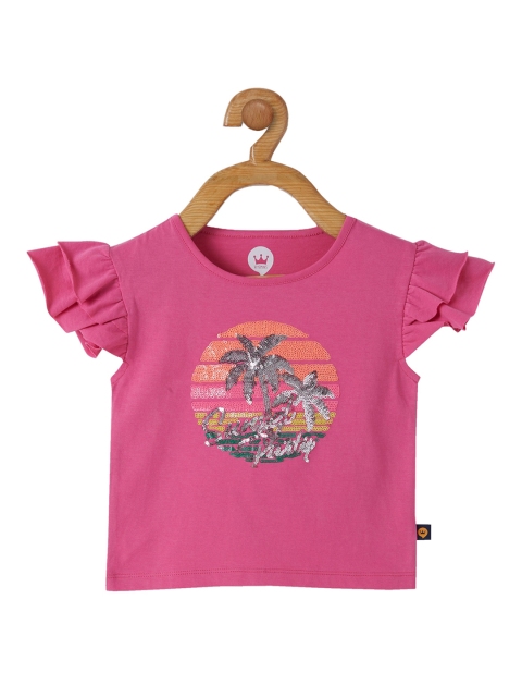 

VITAMINS Pink Embellished Flared Sleeves Top