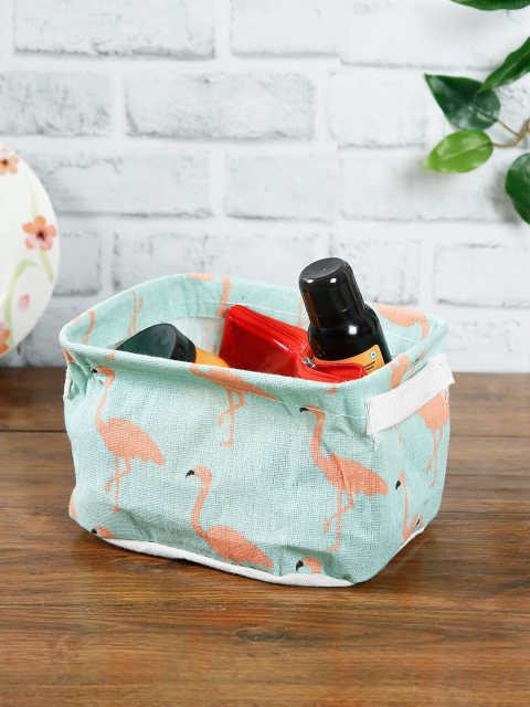 

House Of Accessories Green Printed Laundry Basket