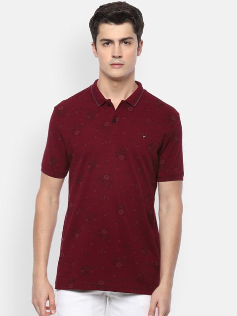 

Louis Philippe Jeans Men Maroon Self Design Polo Collar T-shirt