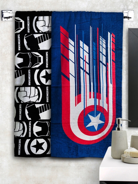 

Marvel Set Of 2 Blue & Black Avengers Printed 300 GSM Bath Towels