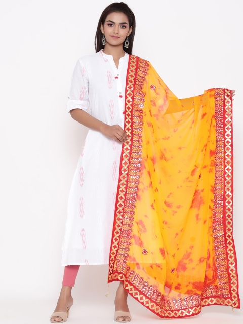 

SOUNDARYA Yellow & Red Dyed Dupatta