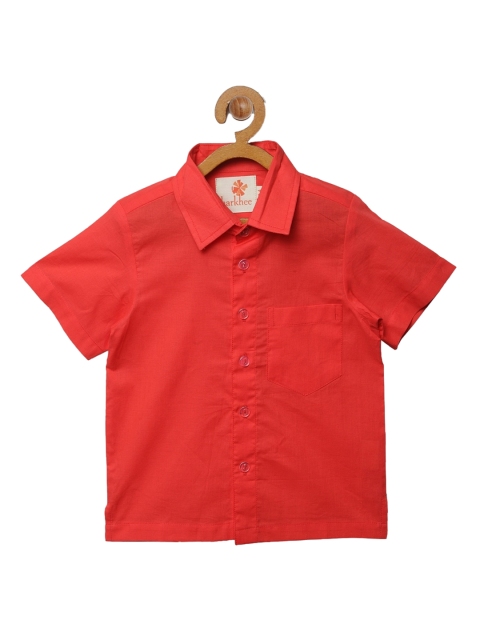 

charkhee Boys Red Regular Fit Solid Casual Shirt