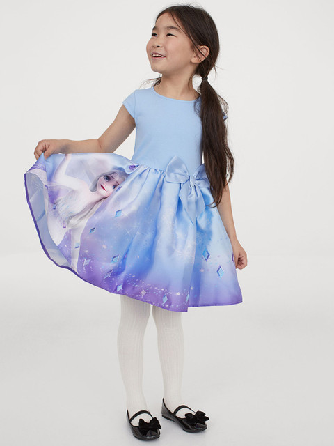 

H&M Girls Blue Printed Fit and Flare Dress