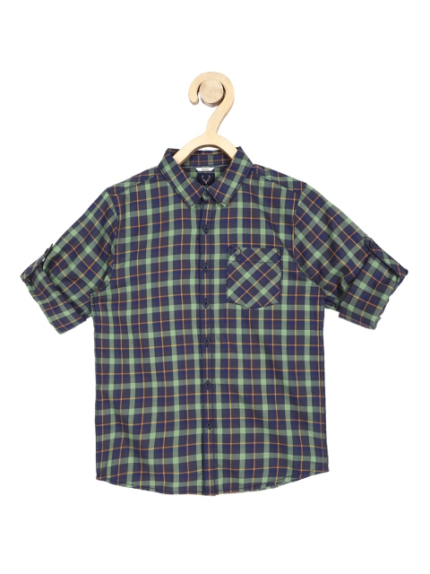 

Allen Solly Junior Boys Green & Navy blue Checked Casual Shirt