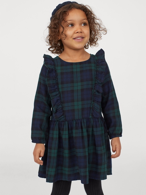 

H&M Girls Blue & Green Patterned Flounced Dress