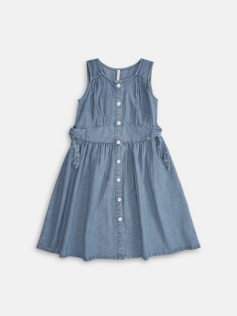 

Pantaloons Junior Girls Blue Solid Fit and Flare Dress