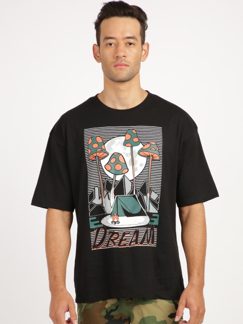 

Breakbounce Men Black Printed Round Neck T-shirt