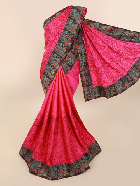 

Pothys Pink Printed Art Silk Saree
