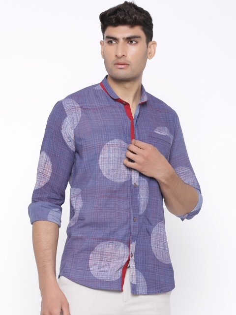 

Tistabene Men Blue Regular Fit Self Design Casual Shirt