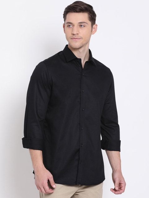 

Turtle Men Black Slim Fit Solid Cotton Casual Shirt