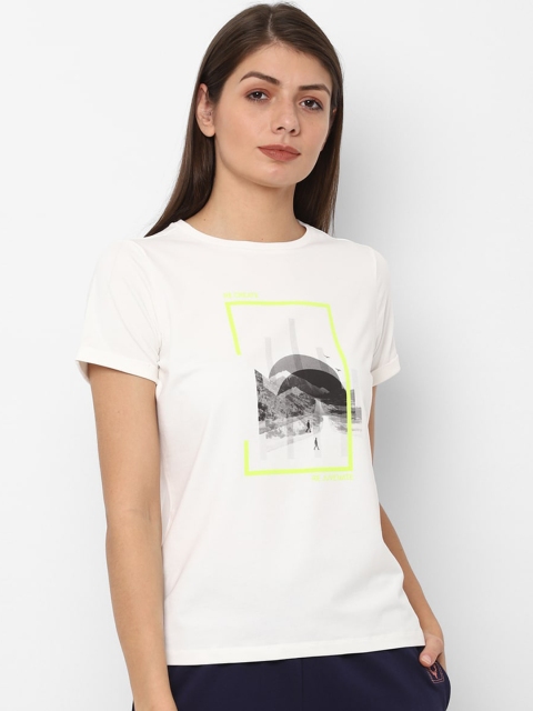 

Allen Solly Woman White & Grey Printed Round Neck T-shirt