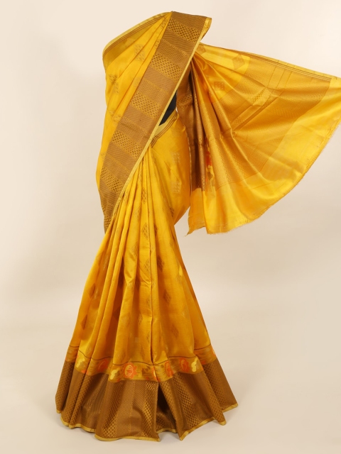 

Pothys Mustard & Copper-Toned Pure Silk Woven Design Saree