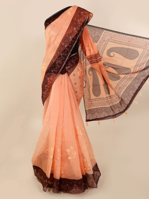 

Pothys Orange & Brown Pure Silk Woven Design Saree