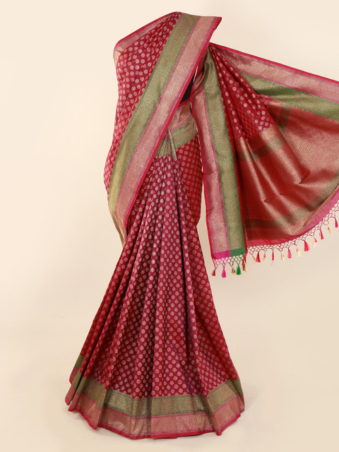 

Pothys Maroon Woven Design Banarasi Saree