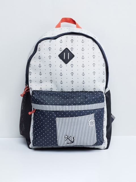 

max Girls Navy Blue & White Colorblocked Backpack
