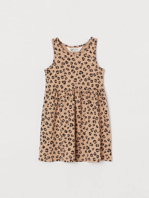 H&M Girls Beige Patterned Jersey Dress
