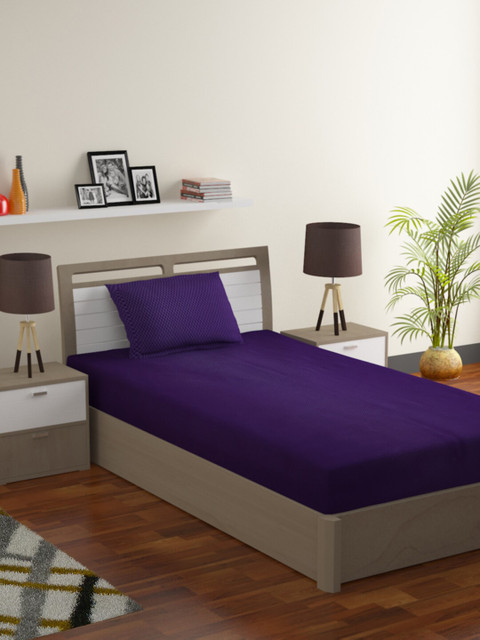 

Bromwick Purple Geometric 180 TC Polycotton 1 Single Bedsheet with 1 Pillow Covers